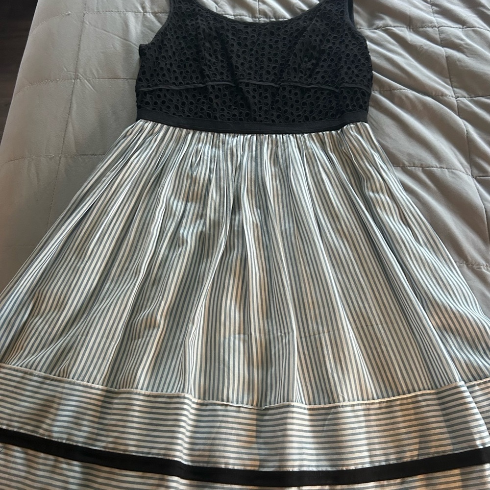 LOFT Dress with Black Lace and Stripes